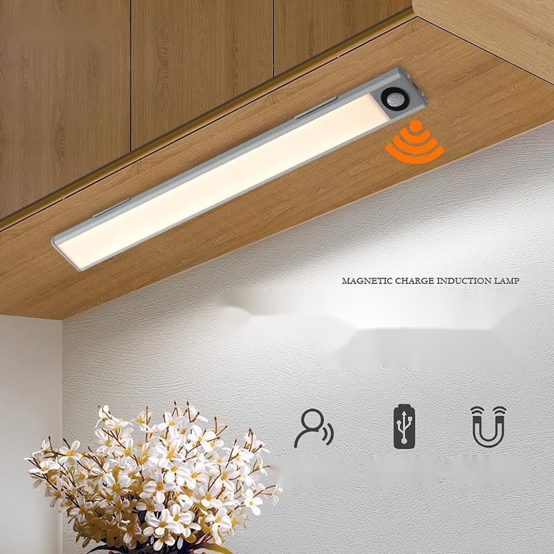 Ultra-Thin Smart Rechargeable Motion Sensor Magnetic Self-Adhesive LED Strip Light For Wardrobe Wine Cabinet_voghion.com