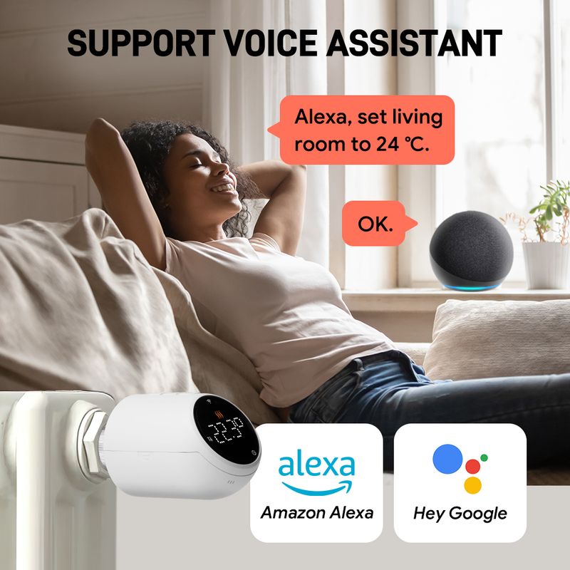 Thermostat de chauffage programmable Smart TRV Thermostat Vae Tuya WIFI Zigbee Radiateur avec Google Home Alexa_voghion.com