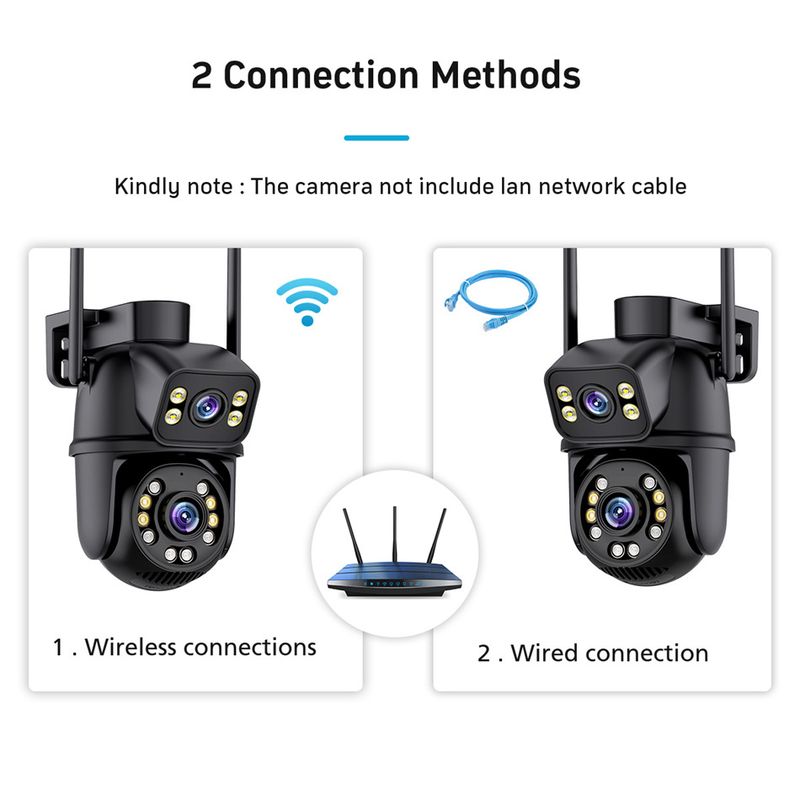 Icsee Gun Ball Bağlantılı Çift Lens İzleme Çift Ekran 360 Derece Açık Hava Su Geçirmez HD WiFi Top Makinesi Dürbün_voghion.com