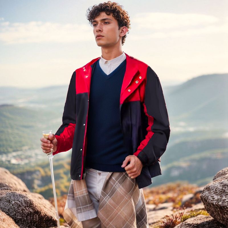 Giacca sportiva da uomo con cerniera e cardigan color block, casual, patchwork, primavera e autunno 2025_voghion.com
