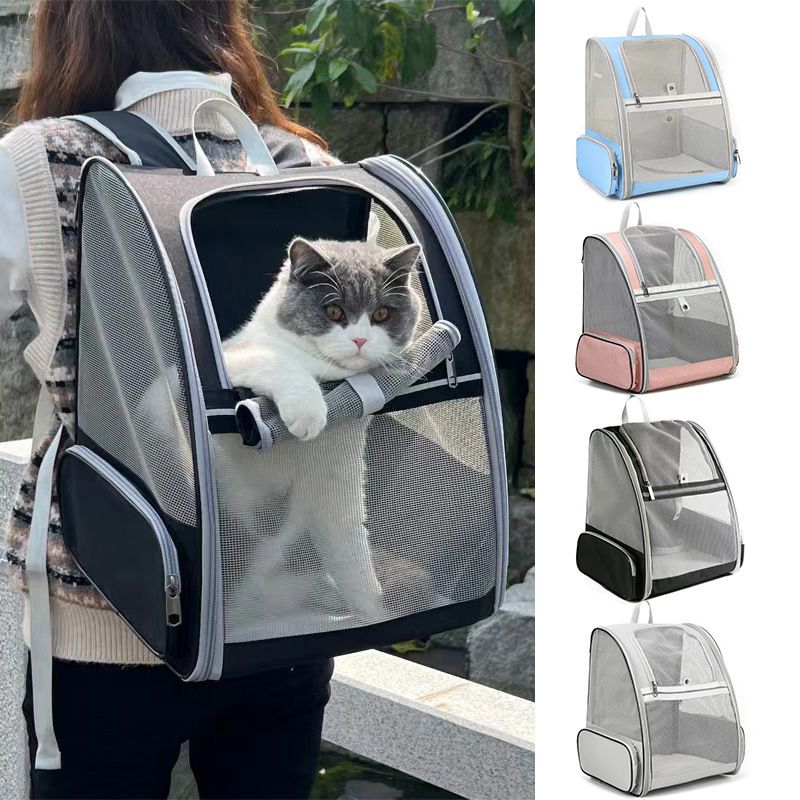 Katzentasche, Hundetasche, Outdoor-Tasche, tragbare Haustiertasche, Rucksack, leicht, faltbar, abnehmbar, große Kapazität, durchgehendes Netzgewebe, atmungsaktive Tasche_voghion.com