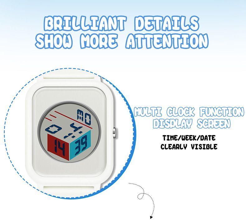 Modern Square Digital Watch With LED Backlight, Waterproof & Lightweight Design For Students And Casual Wear Luminous Leisure Watch_voghion.com