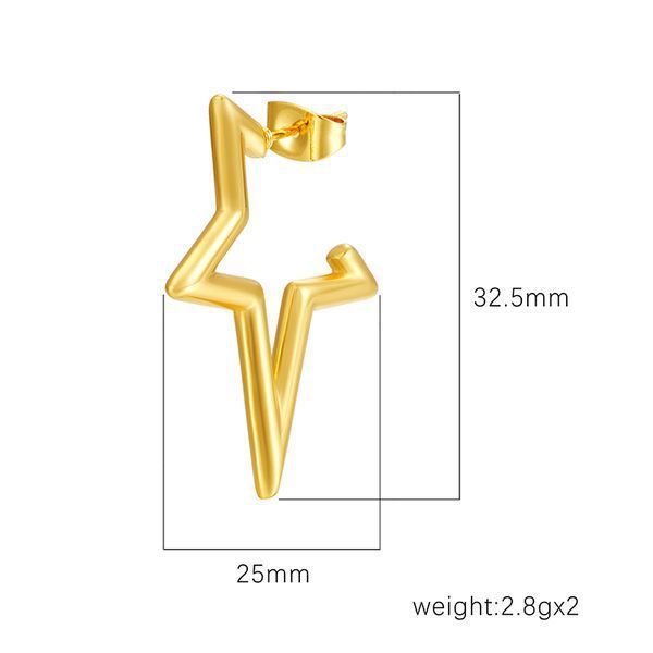 Orecchini a forma di stella a cinque punte in acciaio inossidabile, di tendenza europea e americana, per donne, di alta qualità, leggeri e semplici, placcati_voghion.com
