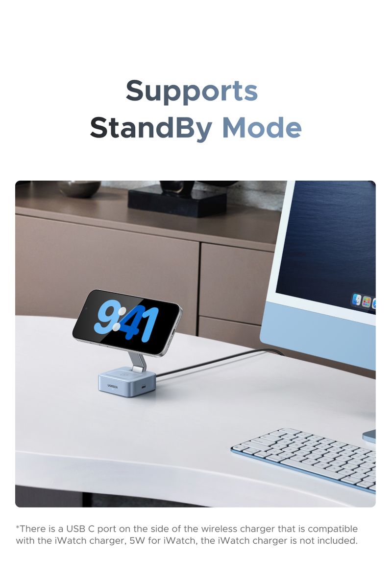 UGREEN Upgraded Qi2 25W Magnetic 2-in-1 Wireless Fast Charging Stand Mag Safe Charger For IPhone 16 17_voghion.com