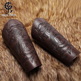 Medeltida vintage präglad handledsstöd COSPLAY scenrekvisita riddare Handskydd tillbehör_voghion.com