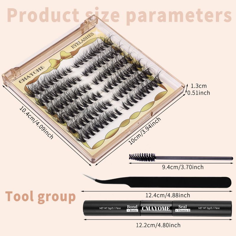CMAYOME 108 Pcs Fluffy D-Curl Cluster Lashes Kit - 10-18mm DIY Extension Individual False Eyelashes Set With Lash Glue, Tweezers & Brush_voghion.com