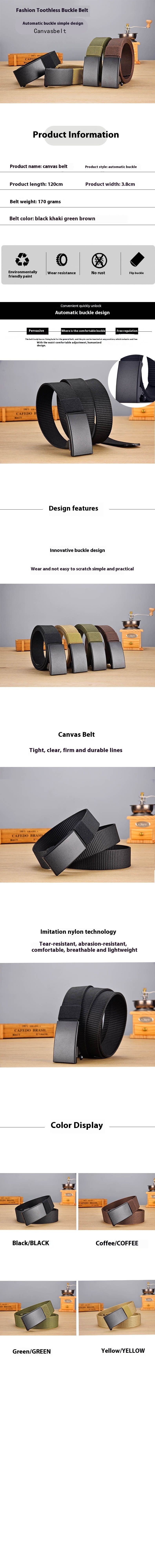 New automatic buckle business outdoor tactical belt, men's canvas nylon belt_voghion.com
