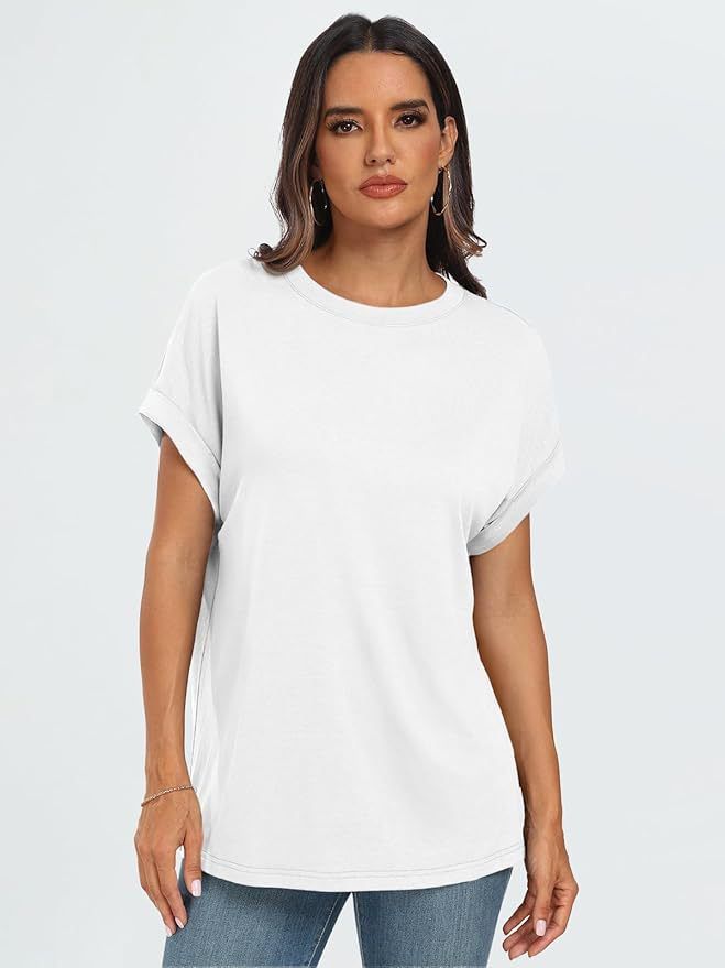 2025 Women's Solid Color Round Neck Casual Loose Summer Short Sleeved T-shirt_voghion.com
