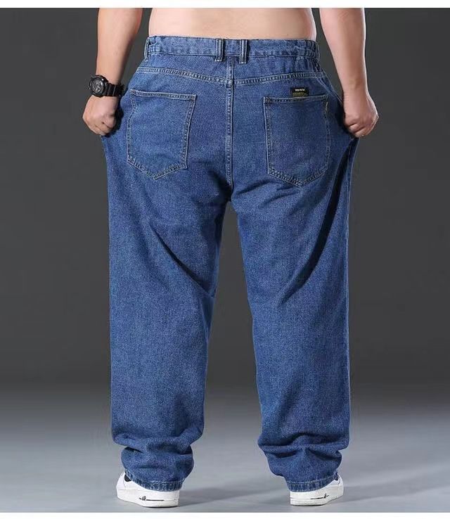 Herenkleding Plus Size Lente Zomer En Herfst Verdikte Jeans Losse Elastische Casual Rechte Dikke Heren Lange Broeken_voghion.com