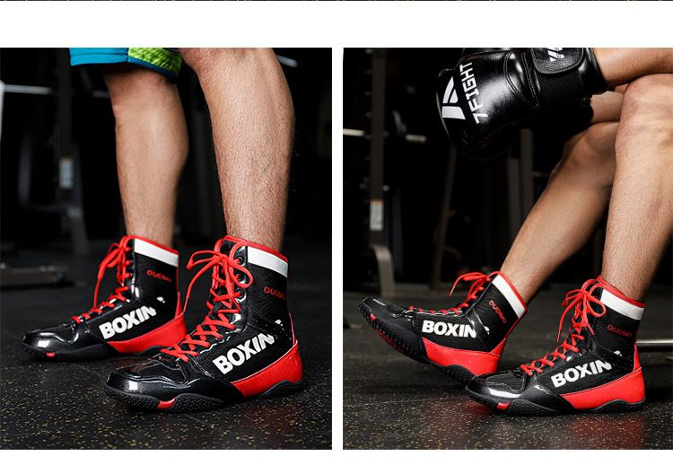 Unisex Shoes Boxing Shoes Professional Men's And Women's Wrestling Shoes Indoor Training Shoes Breathable High Top Free Fighting Sanda Fitness Shoes_voghion.com