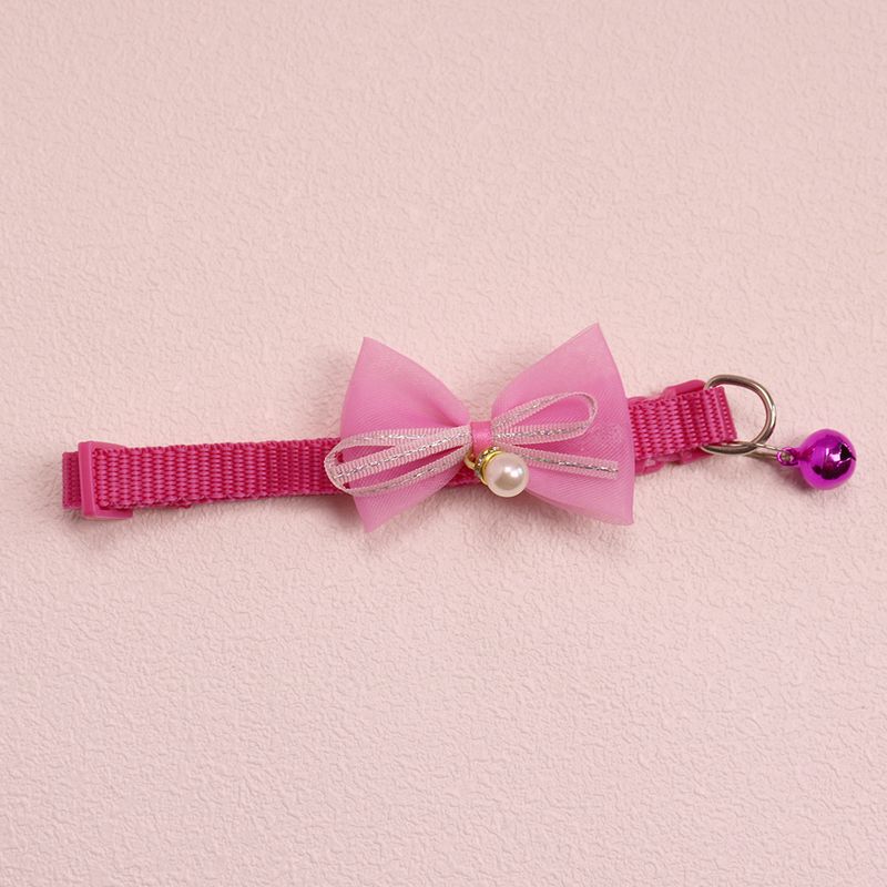 Collare per cani di piccola taglia con fiocco e campanellino regolabile con perla per gatti, accessori per animali domestici_voghion.com