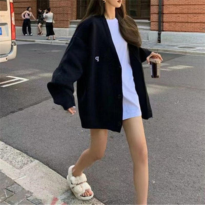Cardigan largo da donna in maglia – Maglione oversize in stile britannico per abbigliamento autunnale da donna_voghion.com