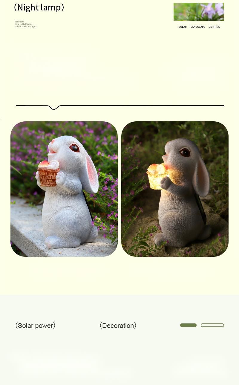 New Product Simulation Animal Garden Decoration Solar-Powered Yard Lawn Light Craft Rabbit Ornament_voghion.com