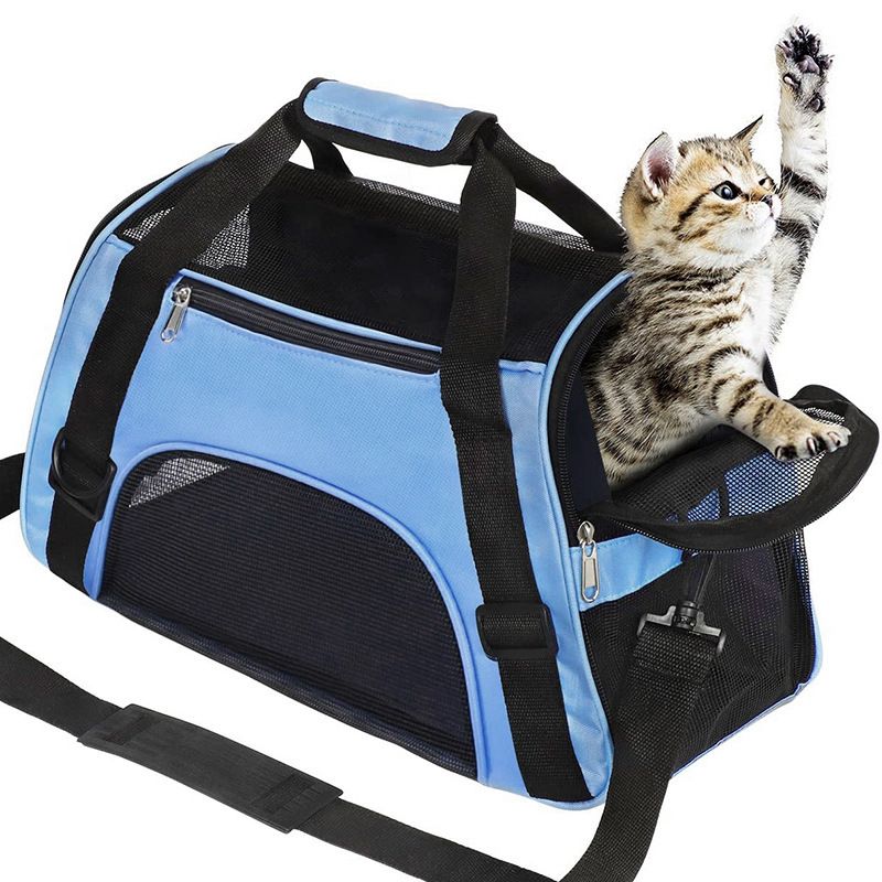 Cat Bags Soft Sided Portable Dog Carrier Mesh Breathable Carrier Bags For Cats Dogs Comfort Foldable Handbag Pet Transport Bag_voghion.com