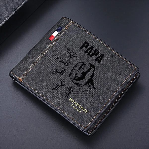 personalized multi-fist leather money wallet Father's Day gift wallet_voghion.com