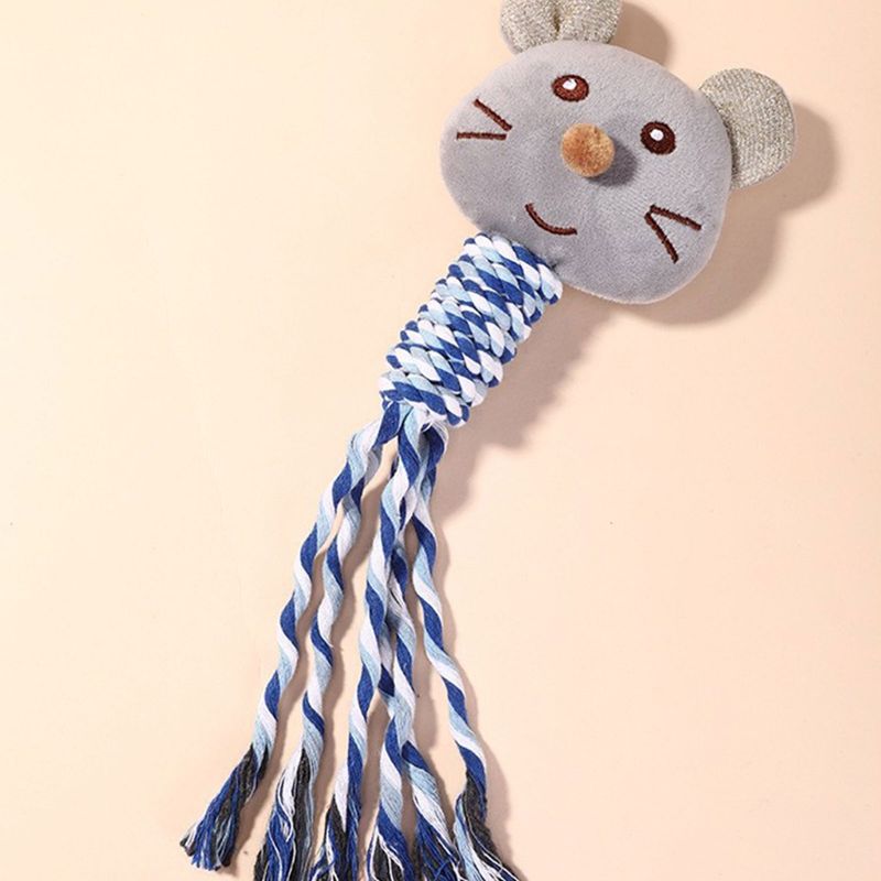 Dog Rope Toy Cotton Rope Plush Stuffed Animal Squeak Chew Toy Plush Toy For Dogs Tug-of-War Game Teething_voghion.com