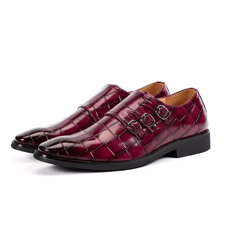 Cost performance Men's Casual Business Leather Shoes Mens Buckle Square Toe Dress Office Flats Men Fashion Wedding Party Oxfords EU Size_voghion.com