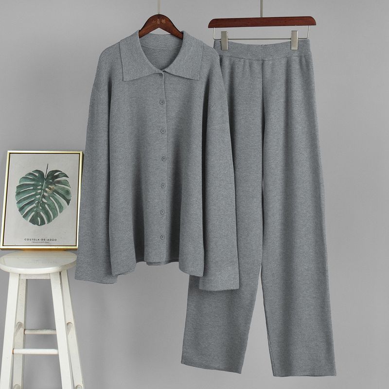 Knitted Cardigan And Long Pants 2025 Autumn Winter New Loose Two-Piece Casual Sweater Set For Women_voghion.com