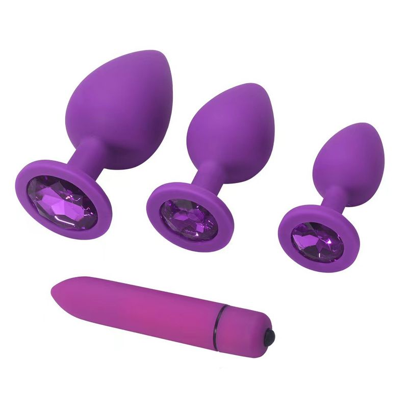 Silicone heart-shaped anal plug, round anal plug, large, medium and small size silicone anal plug, vibrating bullet anal plug set_voghion.com