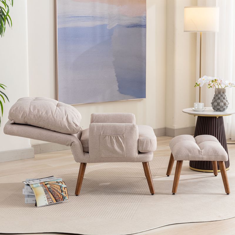 Fauteuil inclinable avec repose-pieds, réglable en 5 positions et rangement latéral, design ergonomique pour le salon_voghion.com