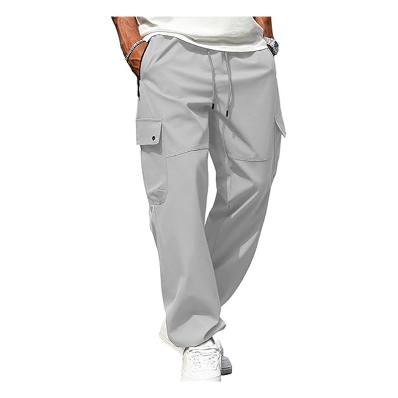Abbigliamento da uomo Pantaloni da jogging casual da uomo, tinta unita, con coulisse, multitasche, dritti, da lavoro all'aperto_voghion.com