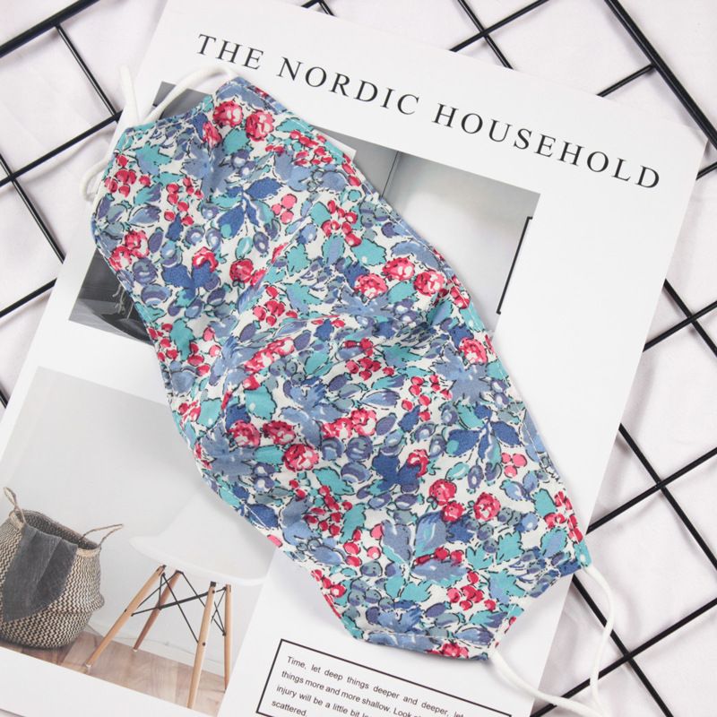 Klein vers bloemenpatroon Dubbellaags ademend verstelbaar stofmasker voor vrouwen_voghion.com