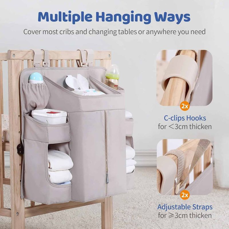 Multifunctionele hangende opbergorganizer voor de kinderkamer en thuis – veelzijdige wand-/auto-/kastorganizer met 6 vakken (grijs/beige/antraciet/roze)_voghion.com