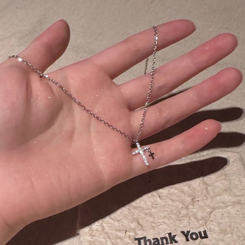 Cross Zircon Necklace For Women, Light Luxury, Exquisite, High-end Feel, Ins Style, Minimalist Cold Style Clavicle Chain_voghion.com