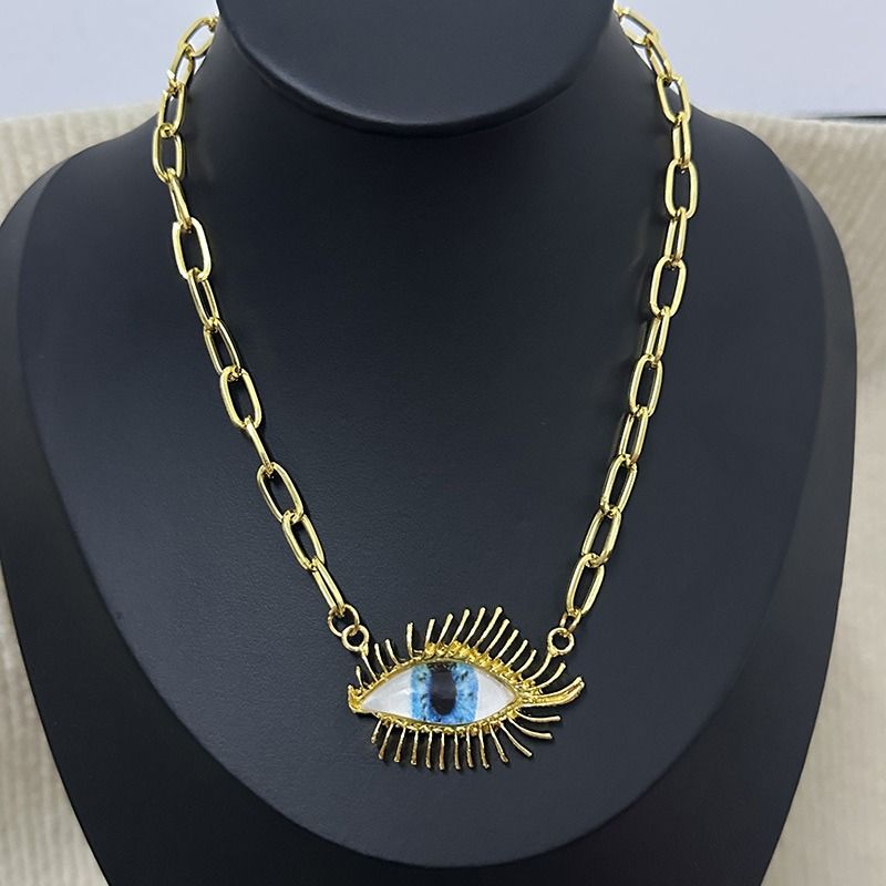 Einzigartige Nischen-Design Sinn 3D Auge Wimpern Halskette Kubanischen Einfache Elegante Schlüsselbein Kette Trend_voghion.com