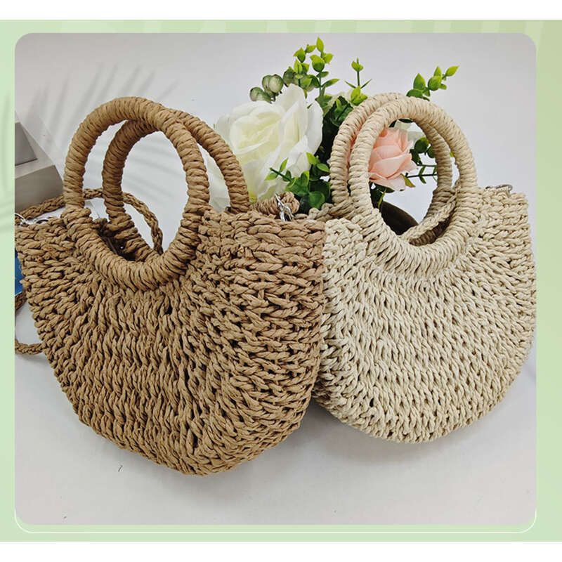 Borsa a mano minimalista Straight 2025, borsa da spiaggia, essenziale per scattare foto, borsa intrecciata senza fodera né tracolla_voghion.com