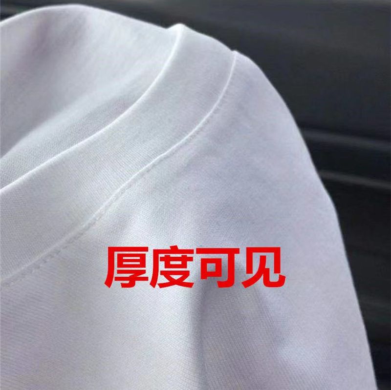 2025d Herren-T-Shirt aus reiner Baumwolle mit Rundhalsausschnitt, kurzes T-Shirt, einfarbig weiß, lockere Passform, Übergröße, halbe Ärmel_voghion.com