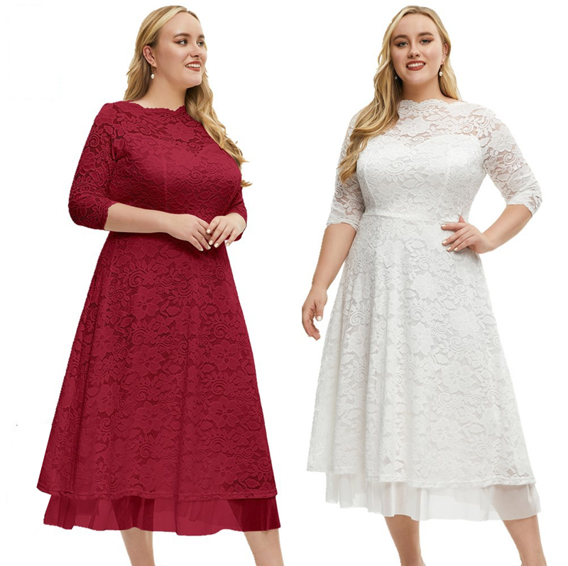 2023 Frauen New Lace Abendkleid Hochwertige Kleider in Übergröße_voghion.com