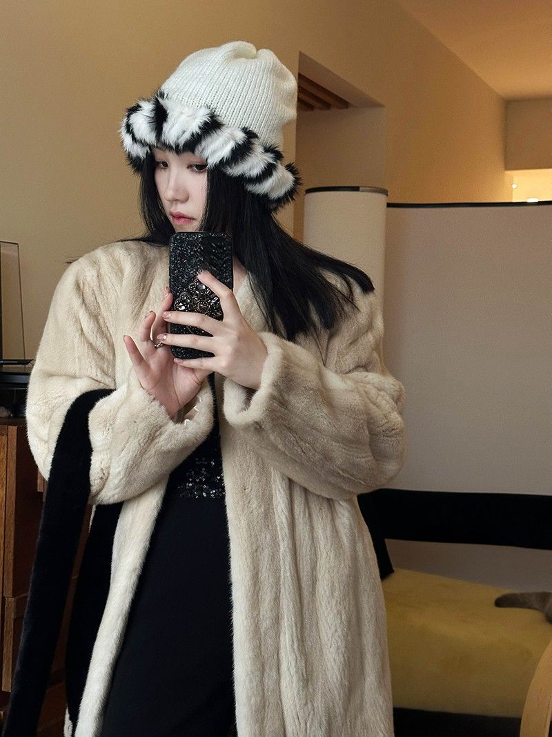 Duży pluszowy kapelusz damski, uroczy kapelusz w kształcie kuli dla dziewczynek na jesień i zimę, wyszczuplający dzianinowy kapelusz_voghion.com