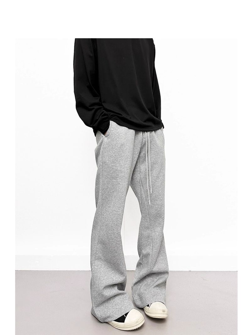Men's Cleanfit Deconstructed Knife Hem Flared Sweatpants Loose Vibe Straight Leg Casual Pants For Spring & Autumn_voghion.com