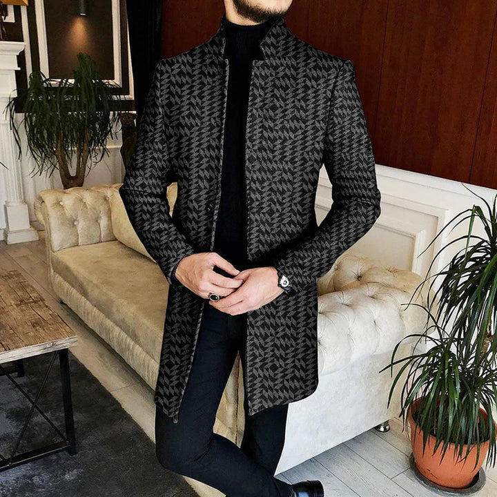 2024 autumn new mid length cardigan windbreaker long sleeved jacket men's_voghion.com