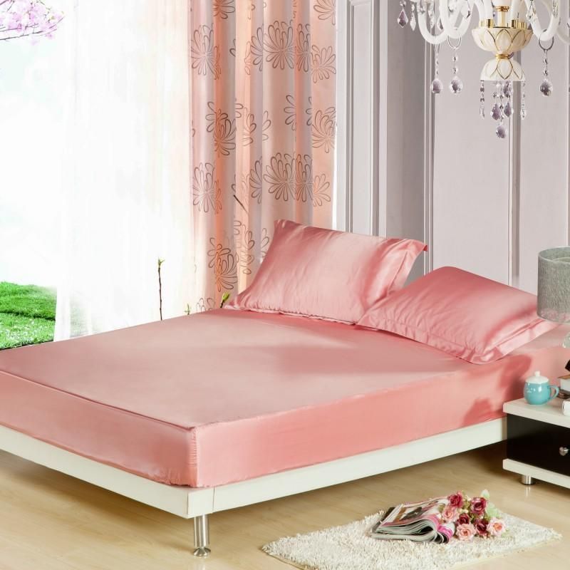 Drap de lit en satin soyeux de couleur unie Simmons Cover 1 pièce_voghion.com