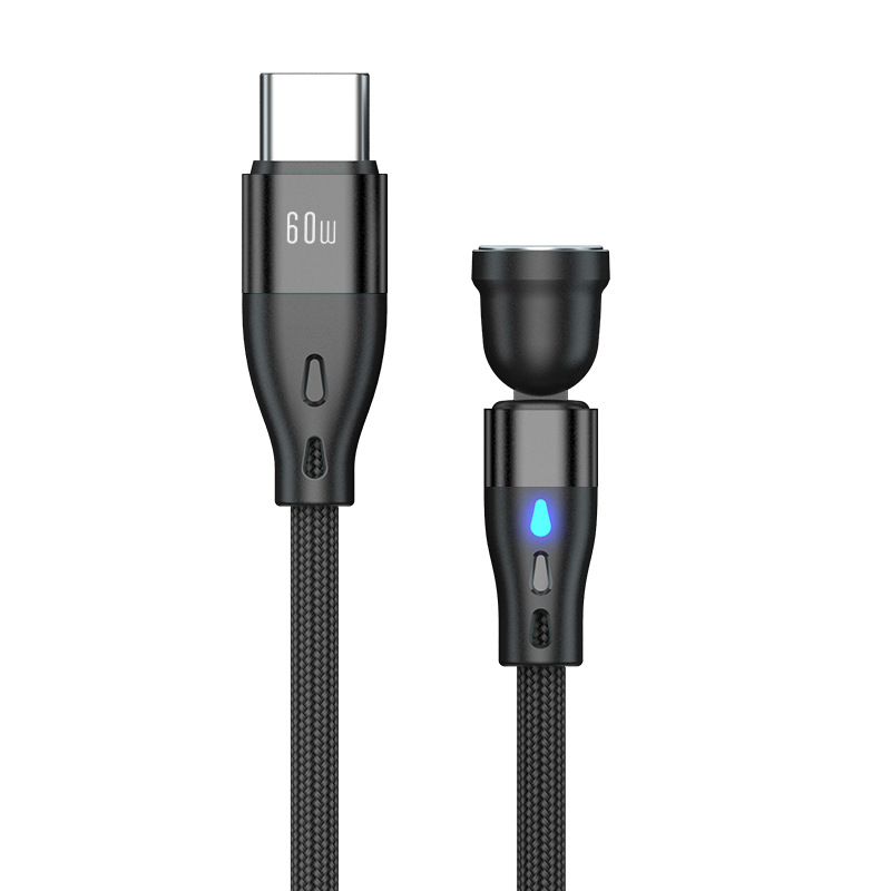 Rotating Data 6-in-1 PD60W540 Degree Charging Cable Bent Mobile Game Magnetic Suction_voghion.com