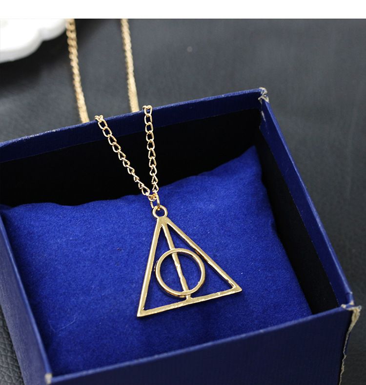 Collana Potter Luna Doni della Morte Triangolo Ciondolo Rotondo Collana Vintage Maglione Catena_voghion.com