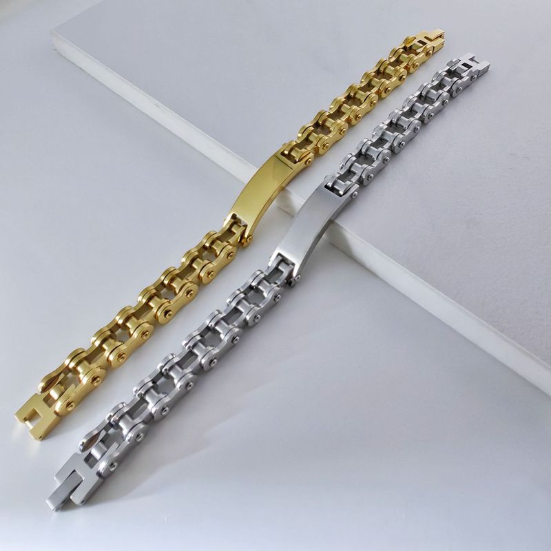Herrenschmuck Edelstahl Fahrradkette Titanstahl Armband Glattes Armband_voghion.com