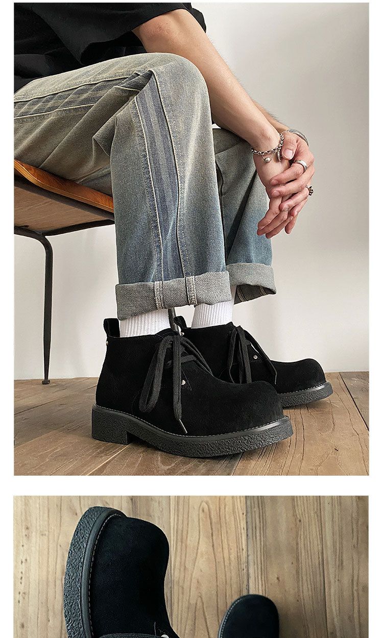 2025 Herbst Neue Echtes Leder Martin Kuh Wildleder Chunky Derby Schuhe männer Arbeit Kurze Stiefel_voghion.com