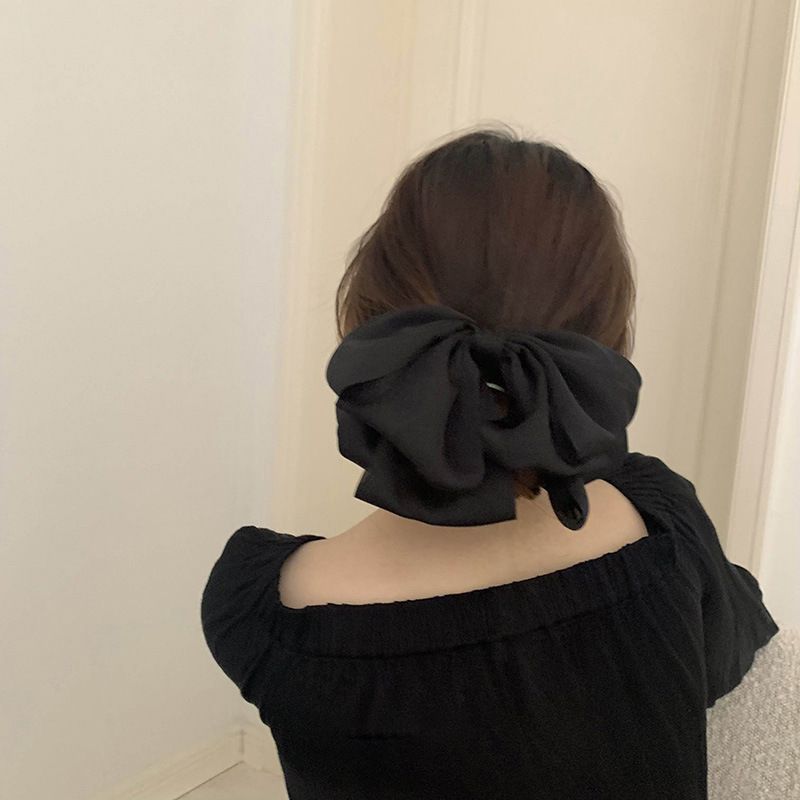 Schwarze Haarnadel mit großer Schleife im französischen Stil, neuer koreanischer Stoffclip im Cyber-Rot-Stil, Haarschmuck für Kinder, hochwertige Kopfbedeckungen_voghion.com