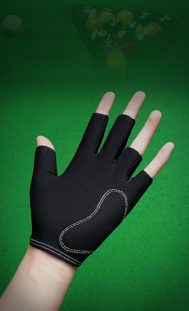 Luva de bilhar de meio dedo para mão esquerda, lisa, elástica, em seda gelada, respirável, antiderrapante, fina, com fecho de velcro._voghion.com