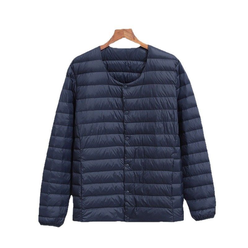 Giacca leggera da uomo senza collo, autunno inverno, calda, strato di base, collo rotondo, sottile, nuova, transfrontaliera_voghion.com