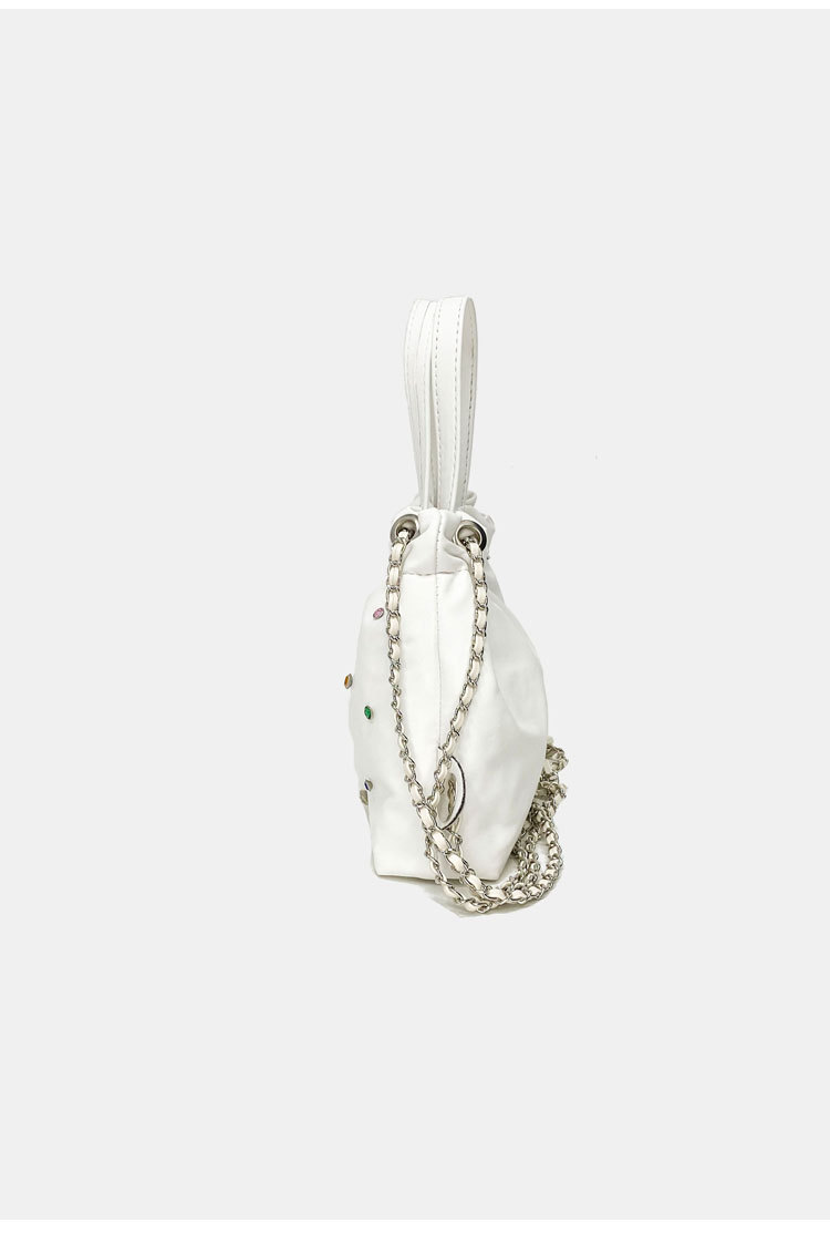 Korean version of niche design silver gem backpack women's 2023 new chain all-match large-capacity class backpack_voghion.com