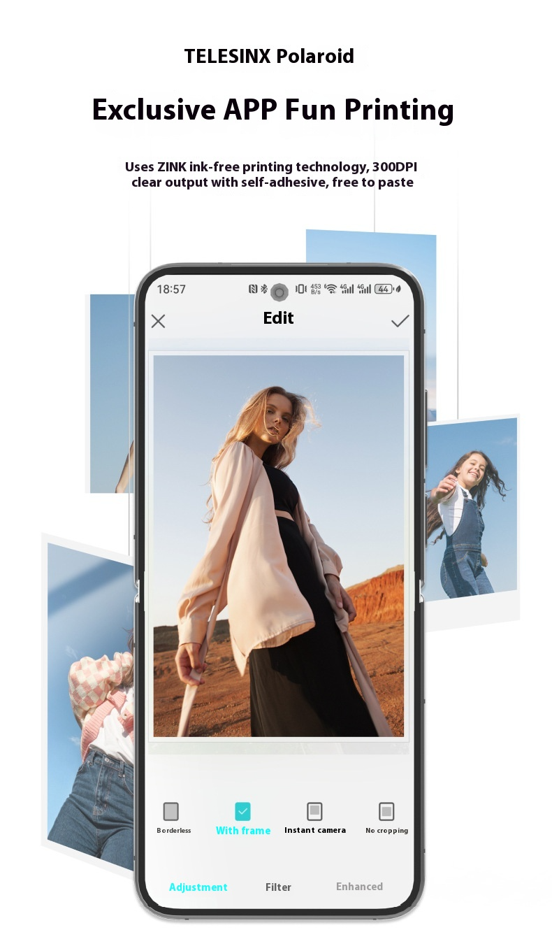 Mini impressora fotográfica, impressora fotográfica instantânea portátil sem fio Bluetooth de bolso, impressão sem tinta para smartphone, uso doméstico e viagens, ZINK Zero Ink_voghion.com