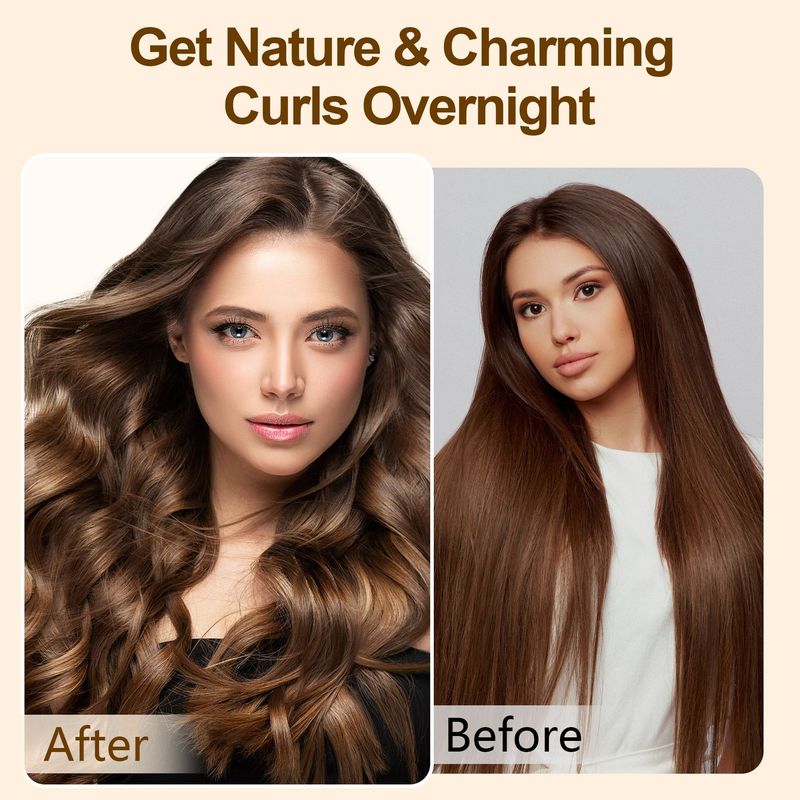 Satin Heatless Hair Curler, Lazy Natural Soft Wave DIY Heatless Curls For Sleep In Overnight, For All Hair Types - Light Brown_voghion.com