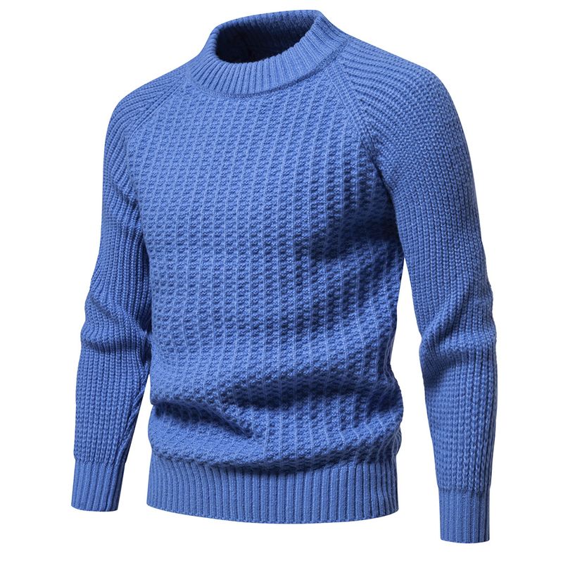 Men's pullover sweater, winter European size solid color versatile youth knitwear top_voghion.com