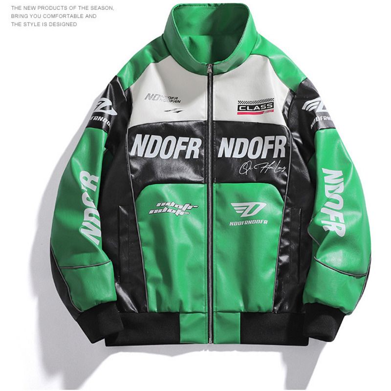 2025 neue Stil Cool Motorrad herren Leder Mantel Farbe-Block Racing Anzug Jacke Paar_voghion.com