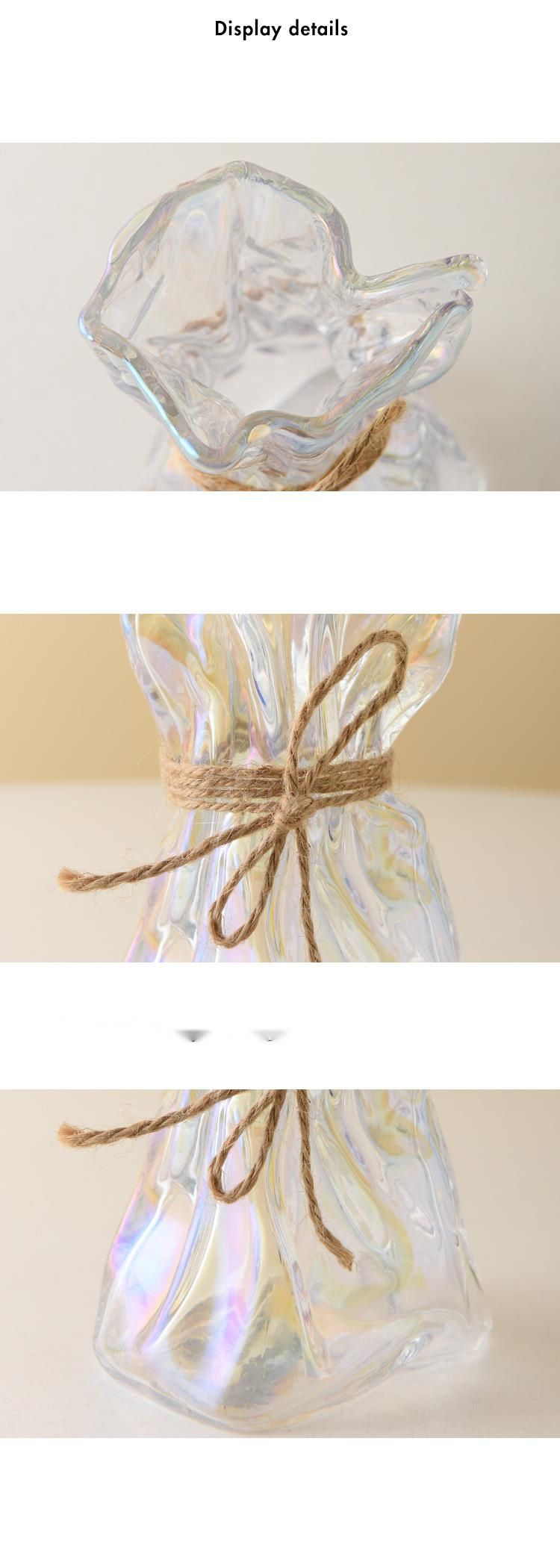 Vaso di vetro trasparente irregolare di lusso leggero nordico INS, ornamento creativo di design per mostre, arte idroponica, fiore_voghion.com
