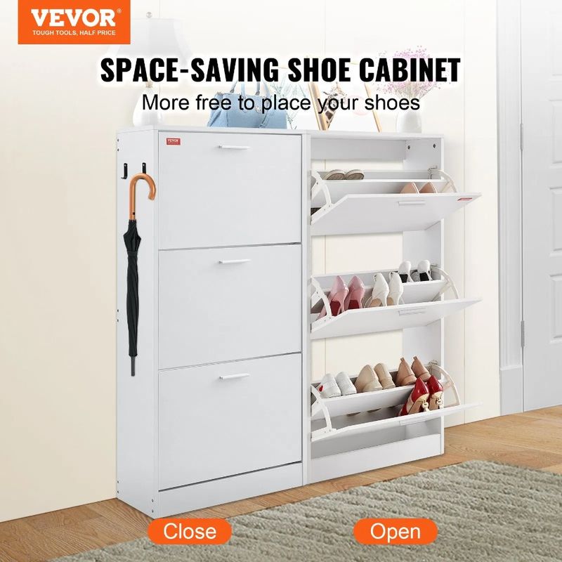 Organizer Free Hooks Side He Shoe With Standing 3 For Drawers Flip Storage Shoe Cabinet For With Cabinet Shoe Storage Entryway_voghion.com